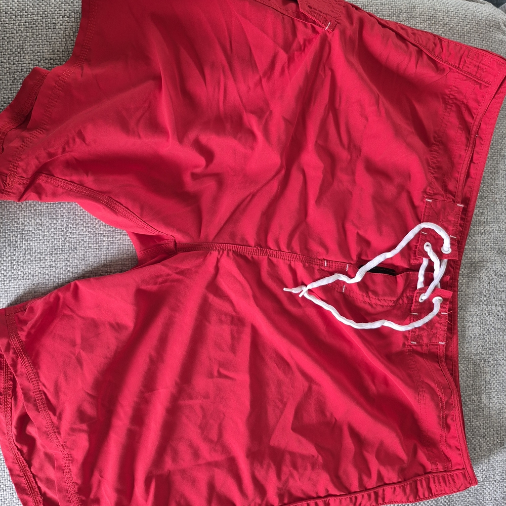 Red and White Swim Board Shorts